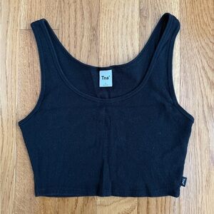 ARITZIA TNA Black Ribbed Scoopneck Tank (Cropped)